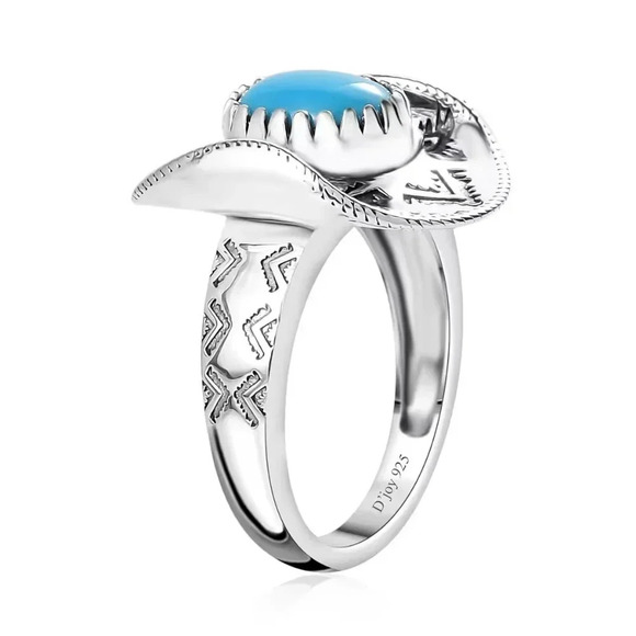 Artisan Crafted Premium Sleeping Beauty Turquoise Cowboy Hat Ring 925 S-5 - Picture 6 of 8